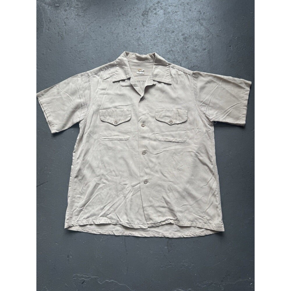 Vintage 50s Loop Collar Rayon Shirt L